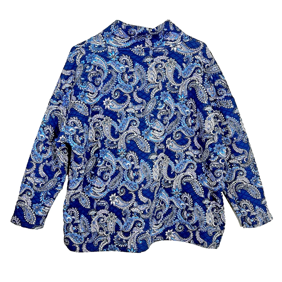 Jones New York Dakota Capucha Cuello Top Paisley Acolchado Azul Púrpura Manga Larga XXL Foto 2 de 4