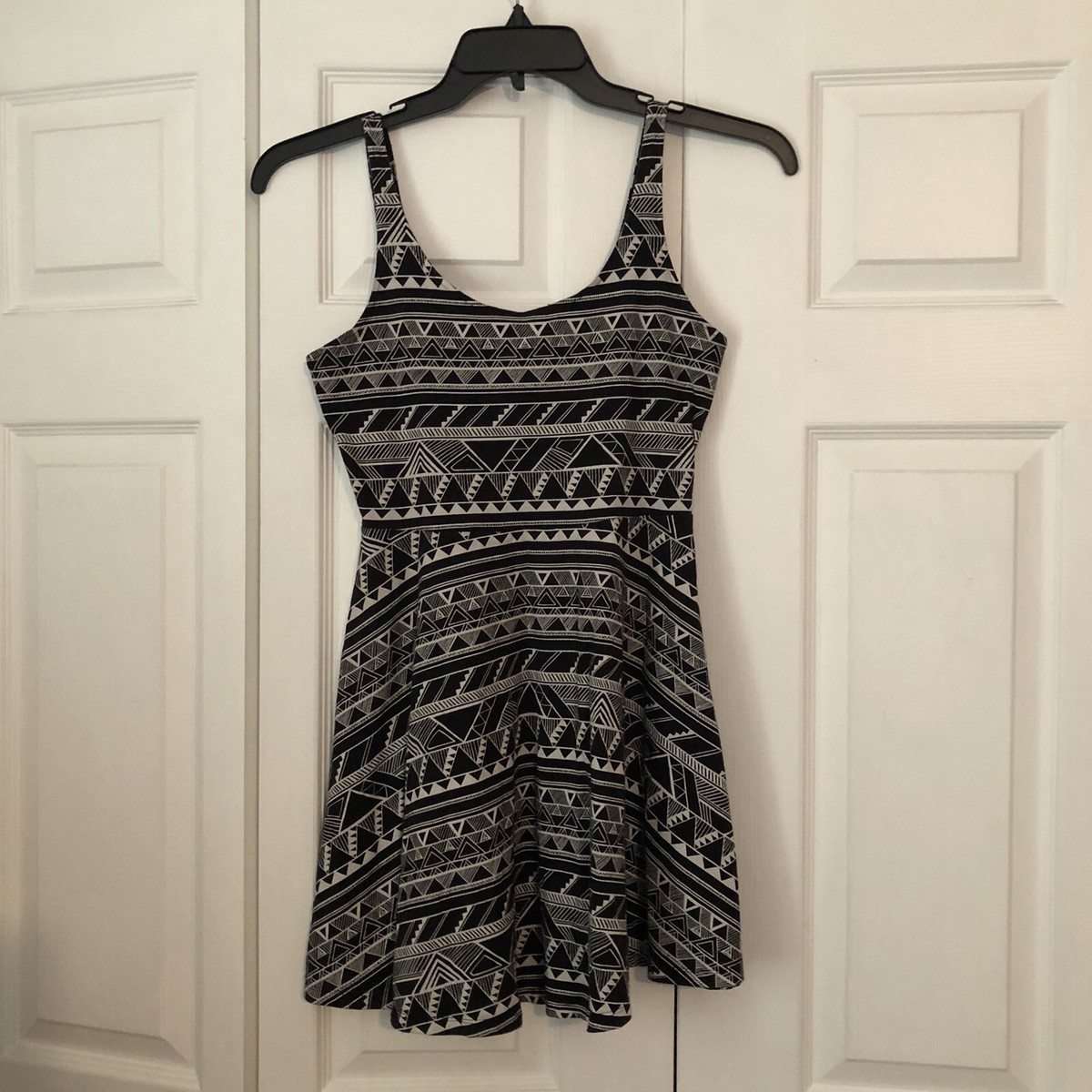 victoria secret pink skater dress Victoria Secret Pink Fit Flare Skater Tank Dress Aztec Tribal Size S Black  Tan