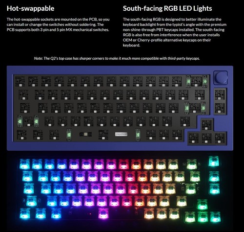 Keychron Q2 QMK Custom Mechanical Keyboard; Gateron G Pro Red switches