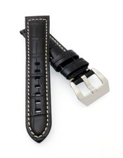 Alligator Uhrenarmband mit Tubes Modell Enzo schwarz 24 mm komp. Panerai