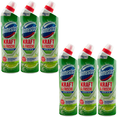 Domestos WC Gel LIME FRESH 6 x 750ml beseitigt 99,9% der Bakterien gegen Kalk