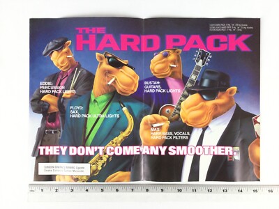 camel band and cigarettes 90s Camel Cigarette VTG PRINT AD 2-pg Hard Pack Blues Jazz Band Musician  Cartoon