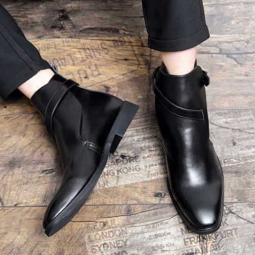 Mens Fashion Pointed Toe Buckle Strap 