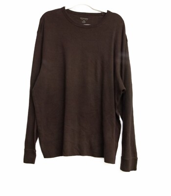 Sonoma Mens Long Sleeve Crew Neck Shirt Brown 2XL Cotton Blend Casual Wear 