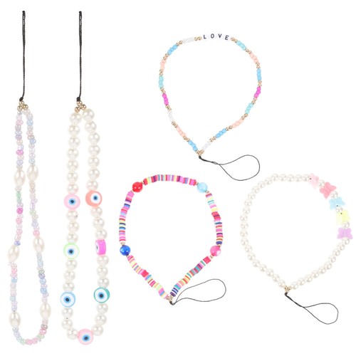 5 Pcs Mobiltelefon Lanyard Perlenkette Perlenbesetzte Telefon-Lanyards - Photo 5/12