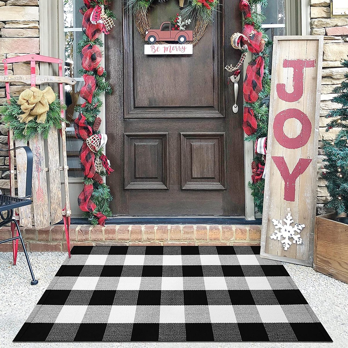 Tapis Buffalo Busichka - Motif Carreaux Noir Et Blanc - Décoration Moderne