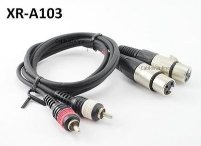 3ft Dual XLR Female to 2-RCA Male Plug Y-Splitter Cable, CablesOnline XR-A103
