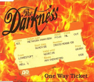 The Darkness- One Way Ticket  CD  Single  PROMO