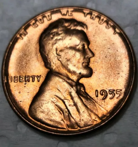 1955 Lincoln Wheat Cent Penny Double Die Obverse Uncirculated Red OBW Error Pman