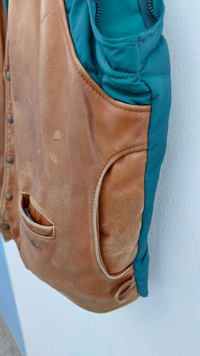 Vintage 80s Schott VEST Leather goose down & feathers Size