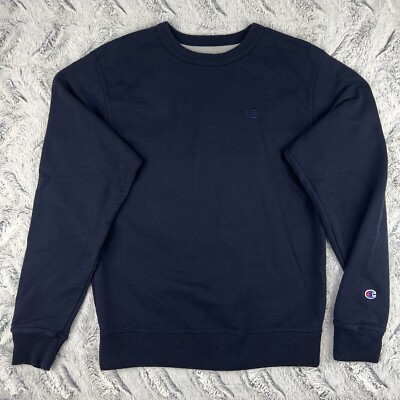 Champion Mens Fleece Pullover Sweatshirt Navy Blue Long Sleeve