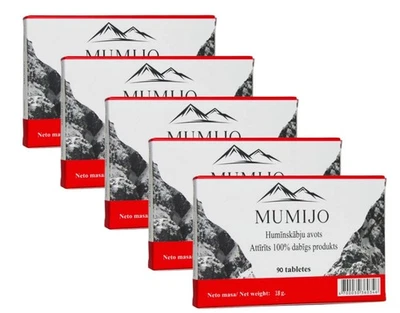 BIOVIT Mumijo Shilajit Kirghizistan 5 x 90 Tabl Mumio Mummia Alta Qualità Balsamo da Minera