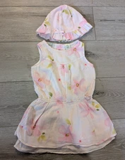 2 Piece Wendy Bellissimo Pink Muslin Floral Dress + Hat 24 Months
