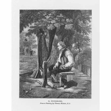 THOMAS WEBSTER Il Penseroso - Antique Print 1880