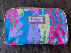 Lilly Pulitzer Estee Lauder Cosmetic Makeup Travel Jewelry Bag Pouch Case Pink