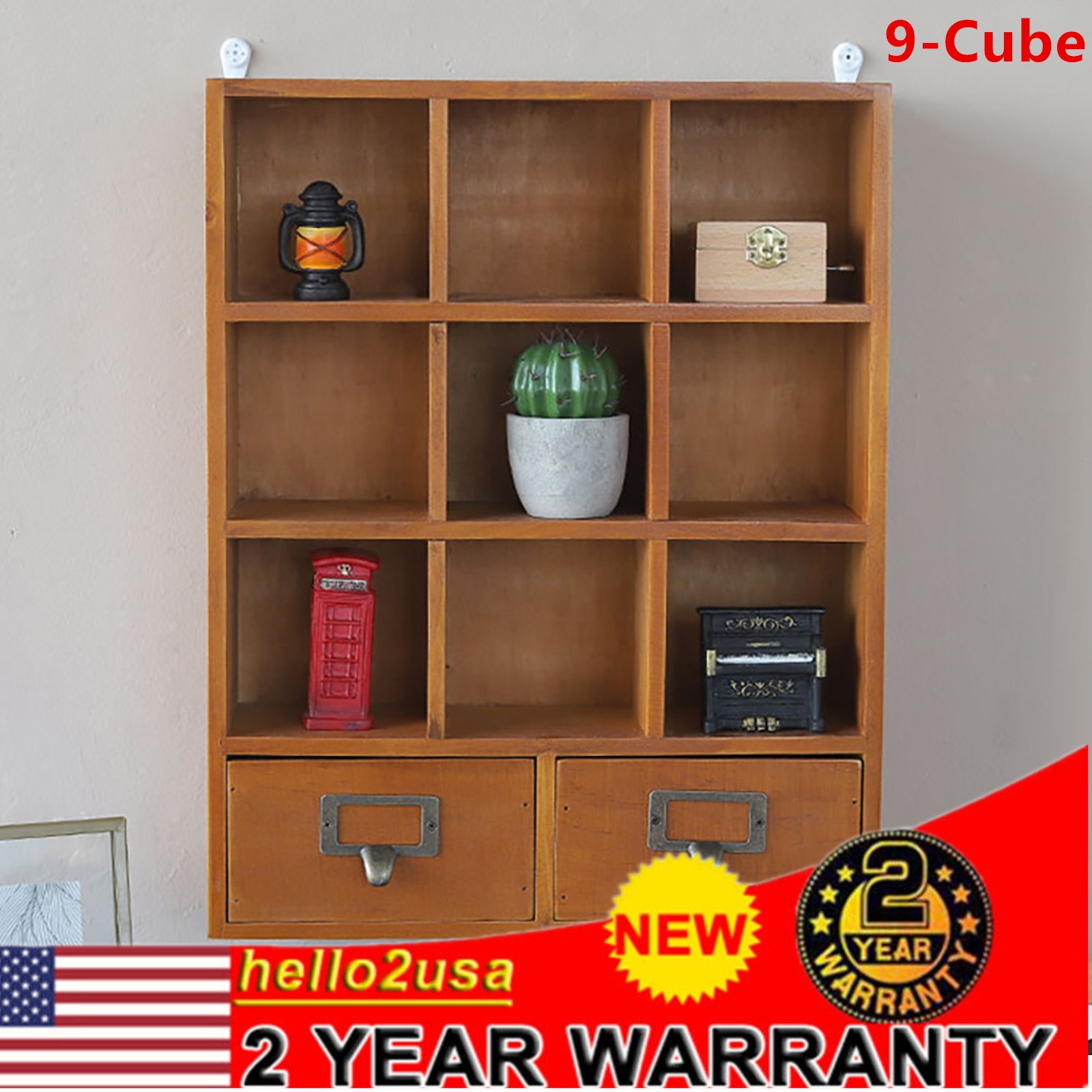 Storage Organizer  9 Cube Home Office Display  Shelves+2 Drawer-image