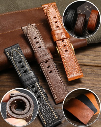Leder Uhrenarmbänder, italienisches Top Grain Leder Uhrenarmband Ersatz, Vege... - Bild 5 von 8