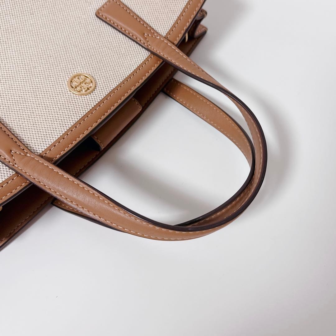 Tory Burch Tote Bag Shoulder Bag Canvas Leather Beige Women's From Japan thumbnail 11