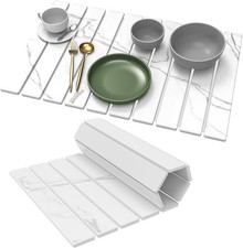 Stone Dish Drying Mat for Kitchen Counter,24" L 16" W Large Foldable Marbled ..