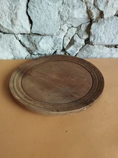 Primitive Antique Very Old Wooden Round Plate Natural Patina of 19th.