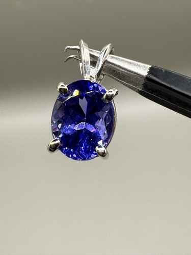 Vintage 14k 585 Weißgold 2,5ct Tansanit Solitär Anhänger fein Nachlass Schmuck - Bild 1 von 13
