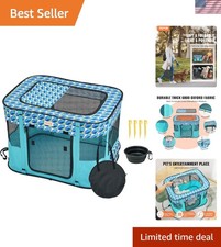 32x24in Foldable Cat  Dog Playpen - Includes Carrying Bowl  Case for Travel