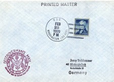 1970 Schiff Post USS Warrington DD-843 Zerstörer Destroyer Mail Saving Freedom