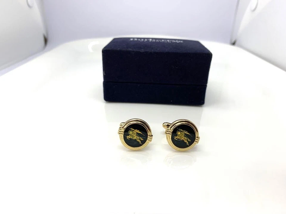 Burberry Gold-Colored Dark Green Cufflinks - Image 2 of 4