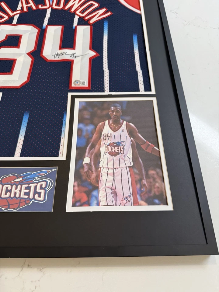 Hakeem Olajuwon Signed/Framed Houston Rockets Jersey Beckett COA - Image 4 of 4