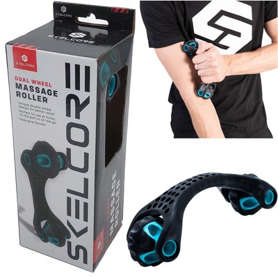 Dual Wheel Muscle Recovery Roller - Two Sided Handheld Massage Roller with Te...
