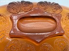 L.E. Smith Amber Pressed Glass Leaf Pattern Oval Console Bowl Vintage — photo 5