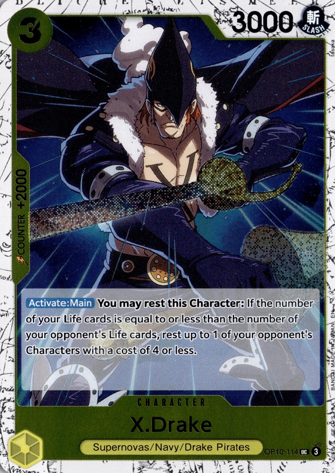 X.Drake (Pirate Foil) UC Premium Booster The Best Vol. 2 OP10-114 One Piece TCG