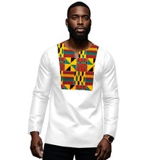 African Shirt for Men Dashiki Long Sleeve Traditional African Style Top Attir...