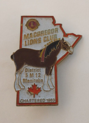MacGregor Lions Club District 5M 12 Chartered 1963 Manitoba Dual Clutch Tack Pin