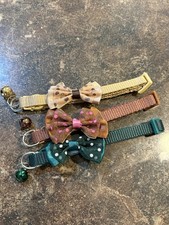 Adjustable 3 Pc Cat Collar With Bell,Breakaway Bow Tie or Small Dog Puppy Collar