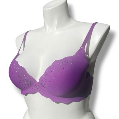Victoria's Secret Let Me Sparkle Very Sexy Push Up Bra Purple Rhinestone 38C
