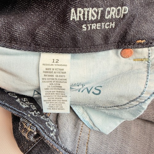 Women's American Eagle Artist crop Stretch Blue Jeans Size 12 Mid Rise - Picture 8 of 9