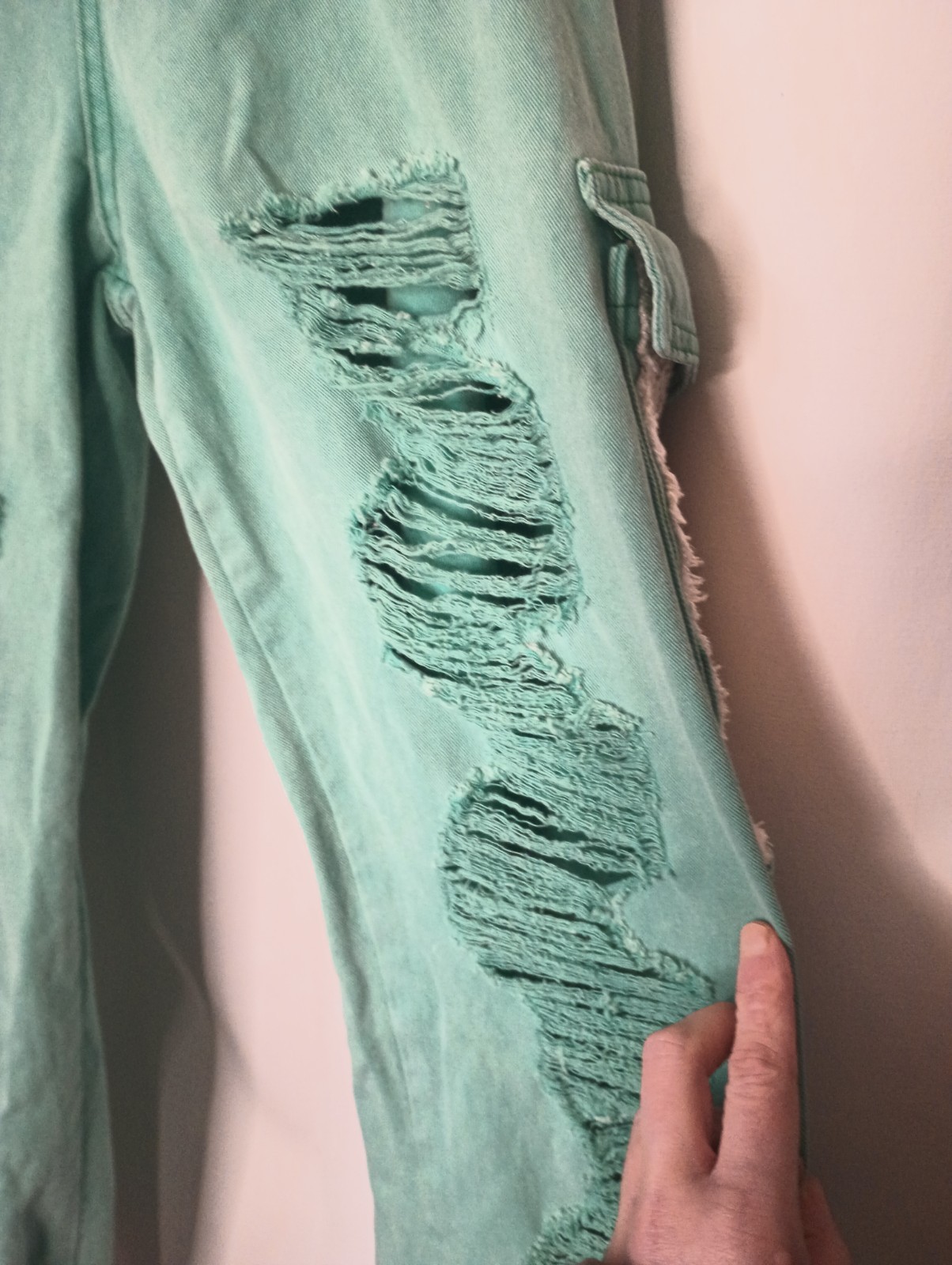 POL Women's Distressed Crochet Patchwork Cargo Jo… - image 4