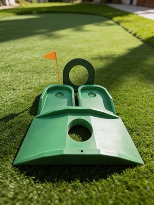 Vintage Mini Golf Game Portable Putting Practice Set Plastic Golf Toy Green