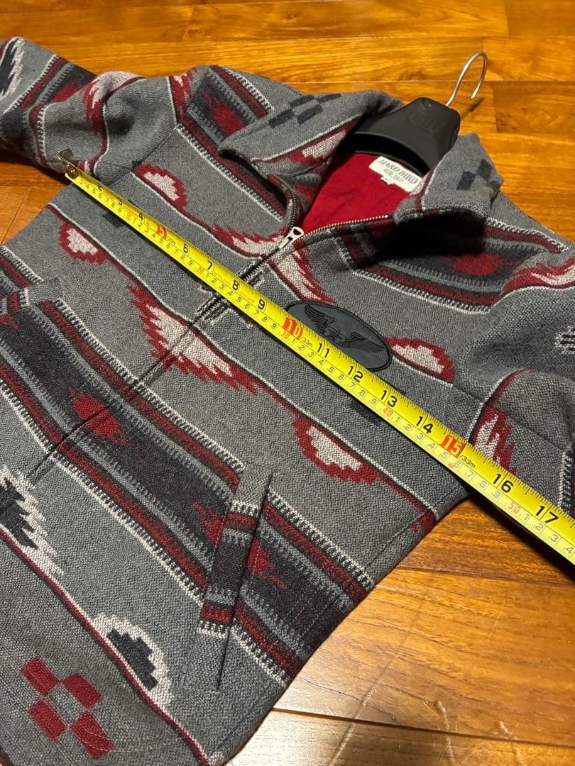Native American Pattern Zip-Up Jacket Gray Red Si… - image 9