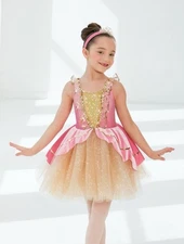 REVOLUTION Dancewear Once Upon a Princess Recital Dress Rose Gold Size SC EUC