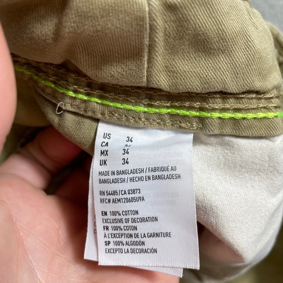 American Eagle Cargo Shorts Mens 34 Khaki Classic Fit Multi Pocket Cotton - Image 4 of 4