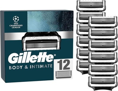 Gillette Body & Intimate Rasiererklingen, 12 Ersatzklingen, mit Gleitstreifen