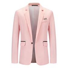 Mens Formal Business Blazer Jacket Wedding Party One Button Smart Suit Coat Tops