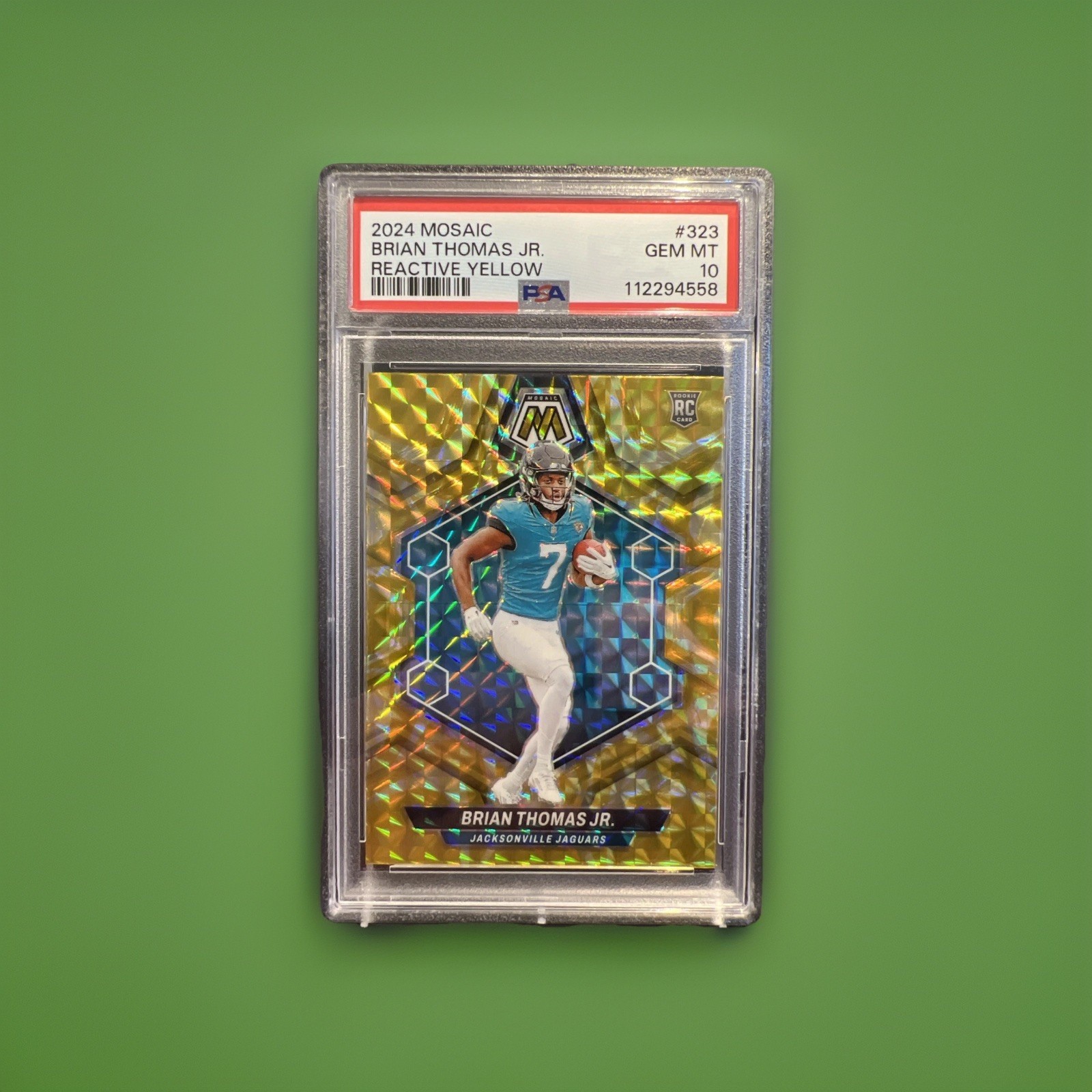 2024 Panini Mosaic Brian Thomas Jr. Yellow Reactive #323 Jaguars RC PSA 10