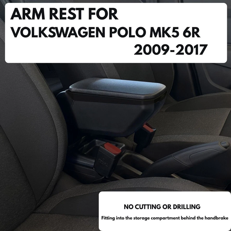 Center Console Armrest Storage Box for Volkswagen Polo 6R 2009-2017 , Black, 1Pc Foto 3 de 4