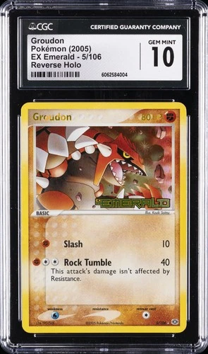 2005 EX EMERALD REVERSE HOLO #5 GROUDON CGC 10
