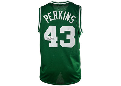 Kendrick Perkins Signed Boston Green Basketball Jersey JSA