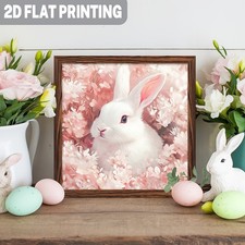 Charming Spring Easter Decoration Wooden Plaque Pink Blossom Bunny Accent Sign
