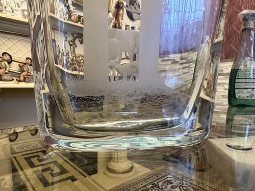 Strombergshyttan Vase Massiv 4000gr Glass Sweden Graviert - Bild 16 von 24